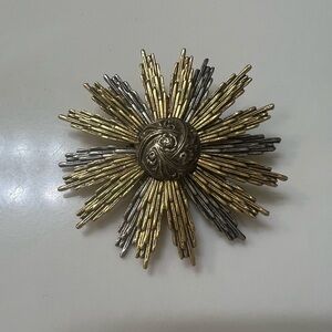 Vintage Art Arthur Pepper mixed metal Gold and Silver Starburst Brooch